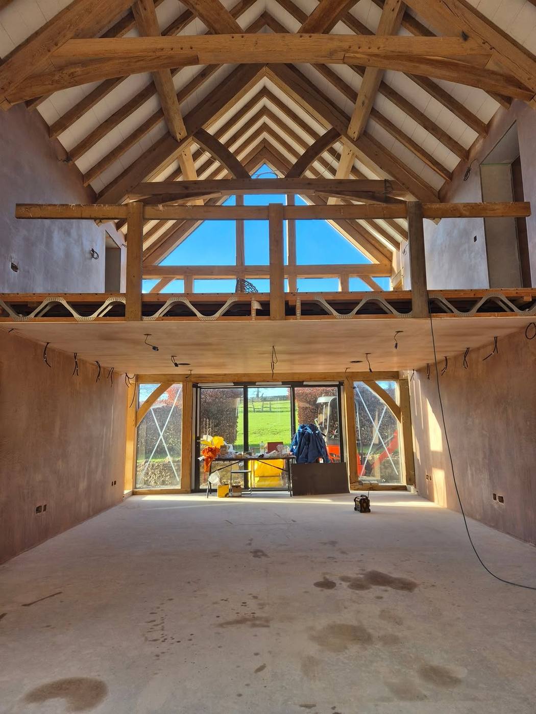 Oak framed barn conversion with freshly skimmed walls and a galleried landing